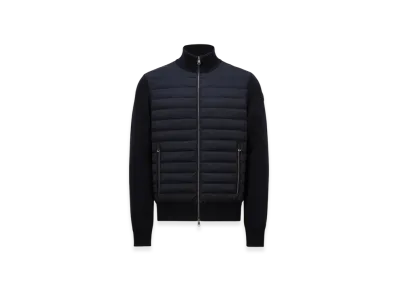 MONCLER Padded Crepe Cotton Zip-Up Cardigan "Navy Blue"