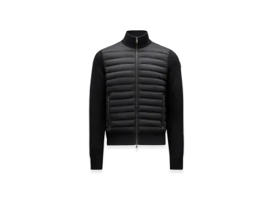 MONCLER Padded Crepe Cotton Zip-Up Cardigan "Black"