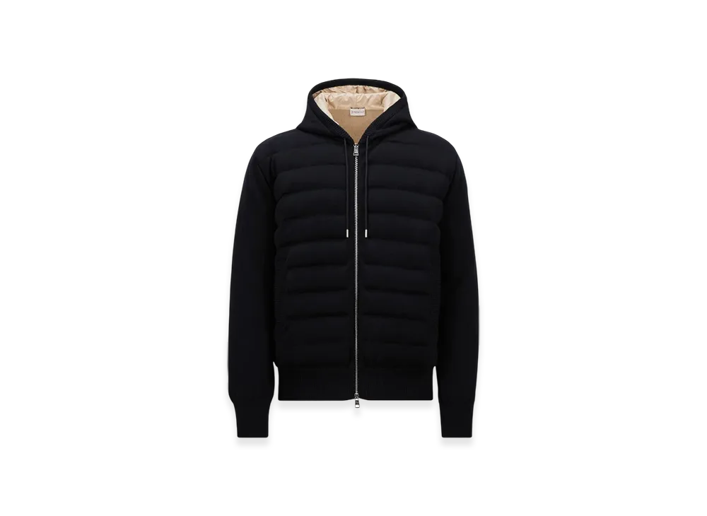MONCLER Padded Wool Zip-Up Hoodie "Dark Blue"