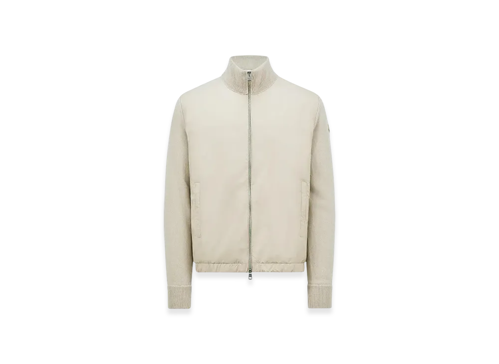 MONCLER Padded Wool & Cashmere Zip-Up Cardigan "Light Beige"