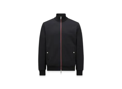MONCLER Tricolor-Trimmed Cotton Zip-Up Sweatshirt "Night Blue"