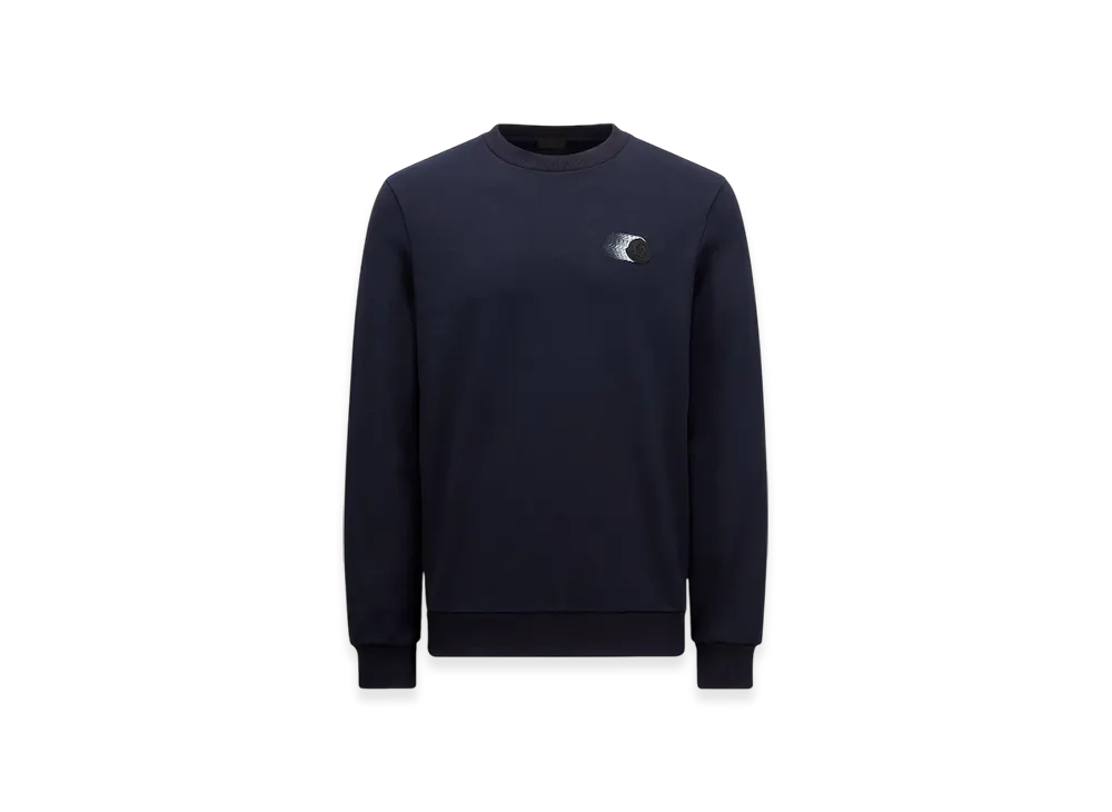 MONCLER Faded Logo Motif Cotton Sweatshirt "Navy Blue"