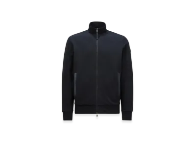 MONCLER Suede-Trimmed Cotton & Cashmere Sweatshirt "Navy Blue"