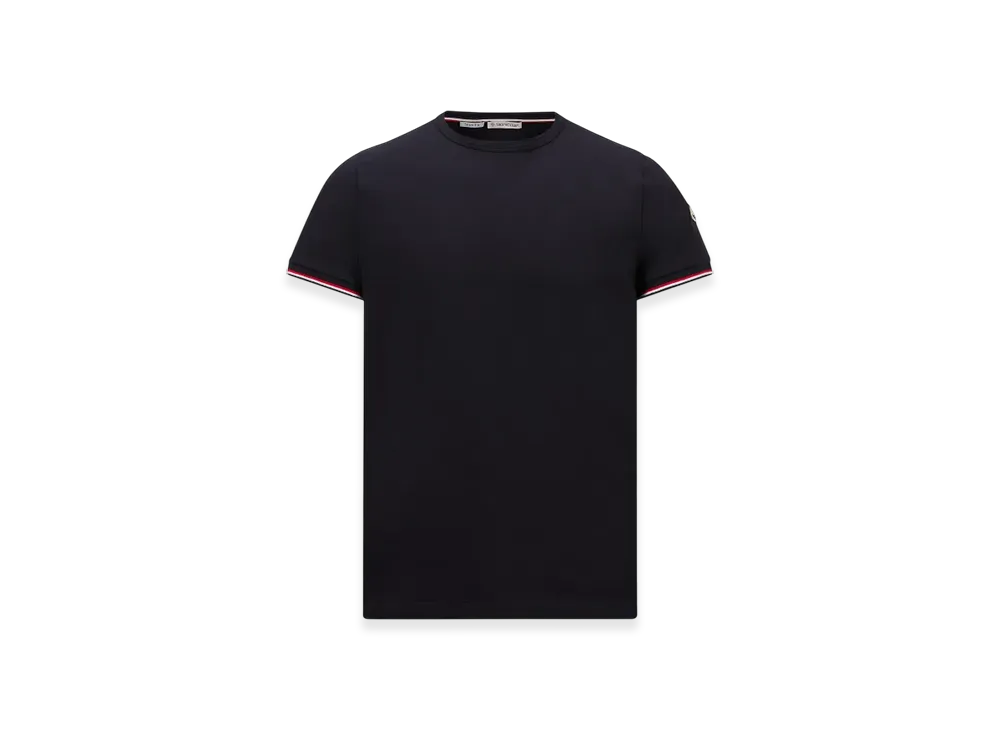 MONCLER Tricolor-Trimmed Cotton T-Shirt "Night Blue"