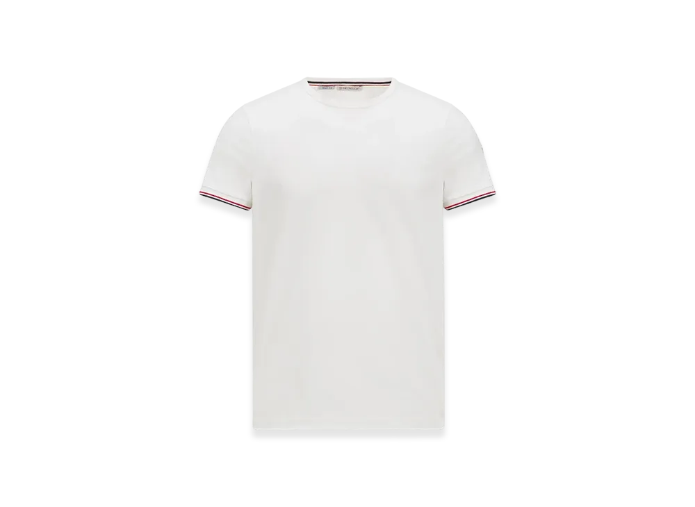 MONCLER Tricolor-Trimmed Cotton T-Shirt "Off White"