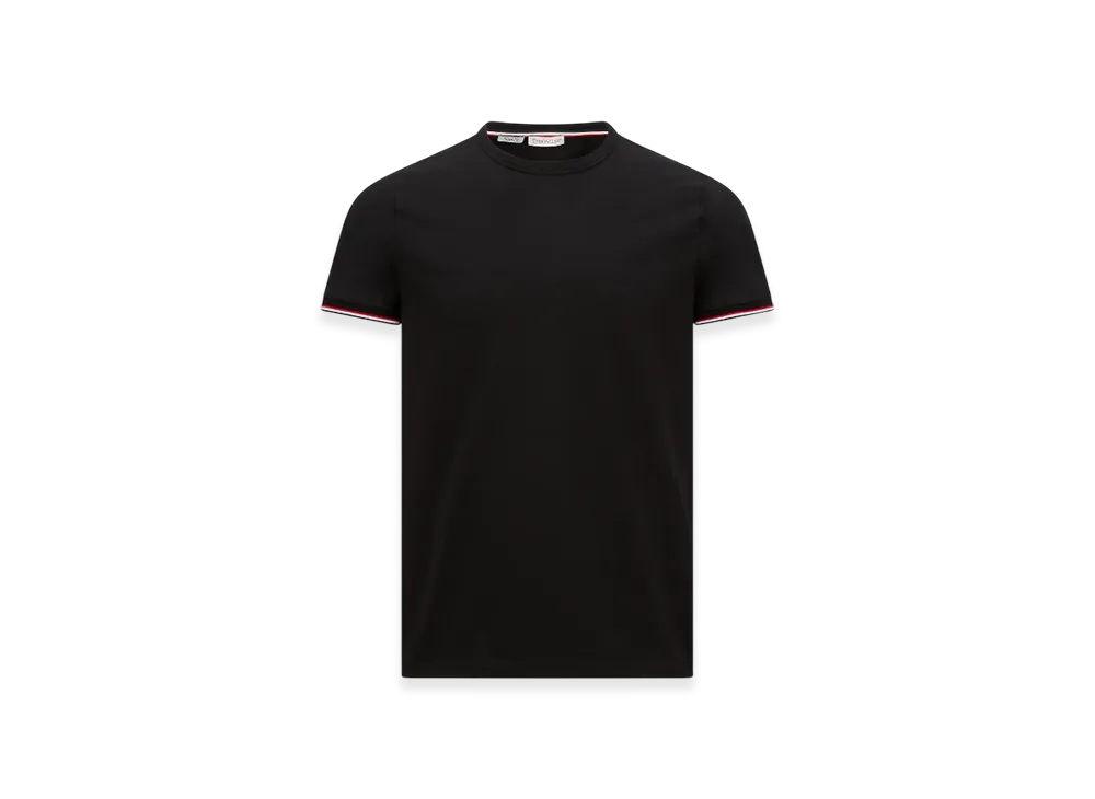 MONCLER Tricolor-Trimmed Cotton T-Shirt "Black"