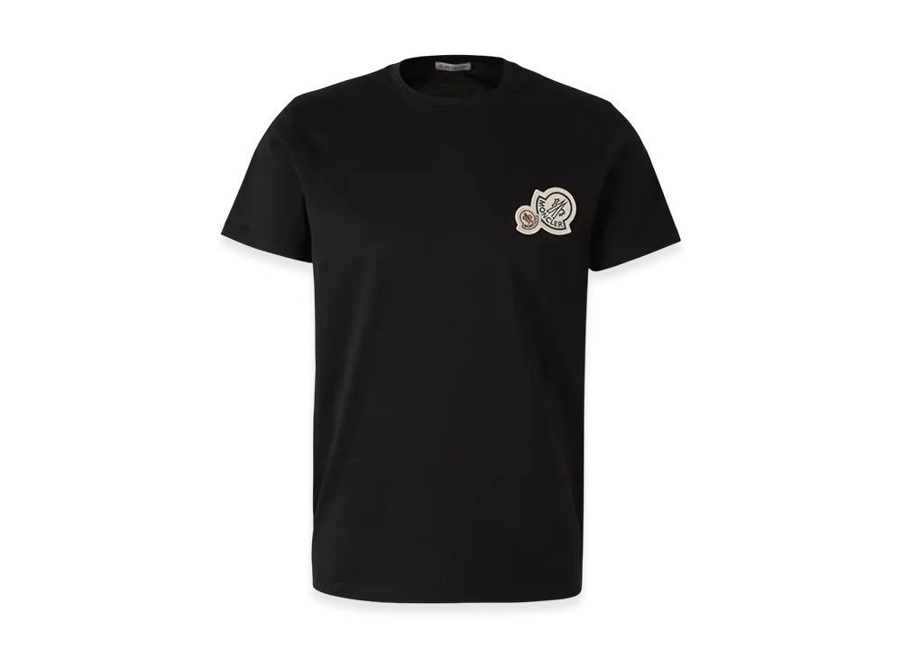 モンクレール ダブル ロゴ パッチ コットン Tシャツ "ブラック"
