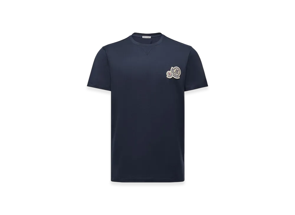 MONCLER Double Logo Patch Cotton T-Shirt "Dark Blue"