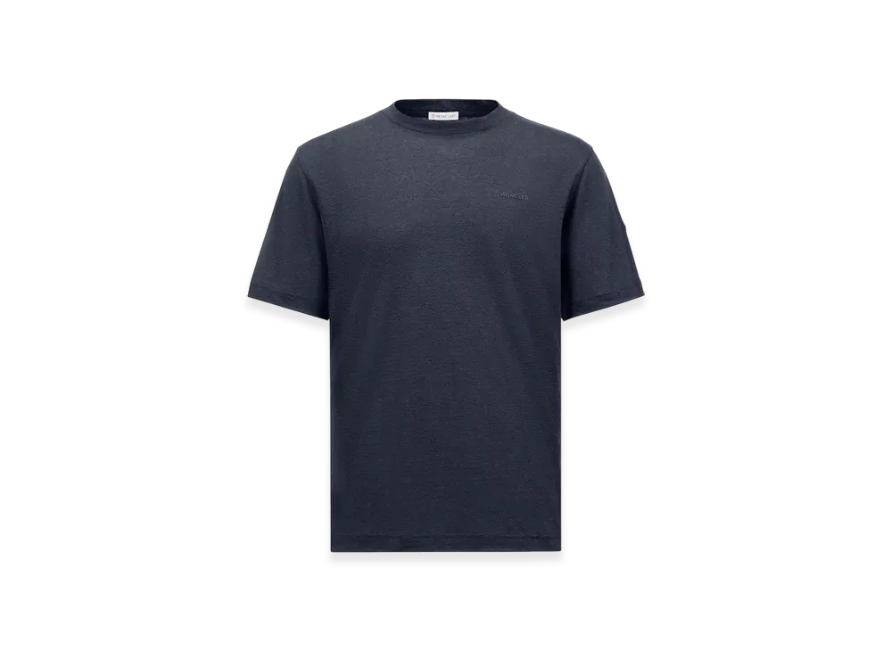 MONCLER Logo Linen T-Shirt "Dark Blue"