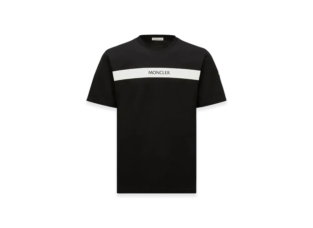 MONCLER Rubberised Logo Cotton T-Shirt "Black"