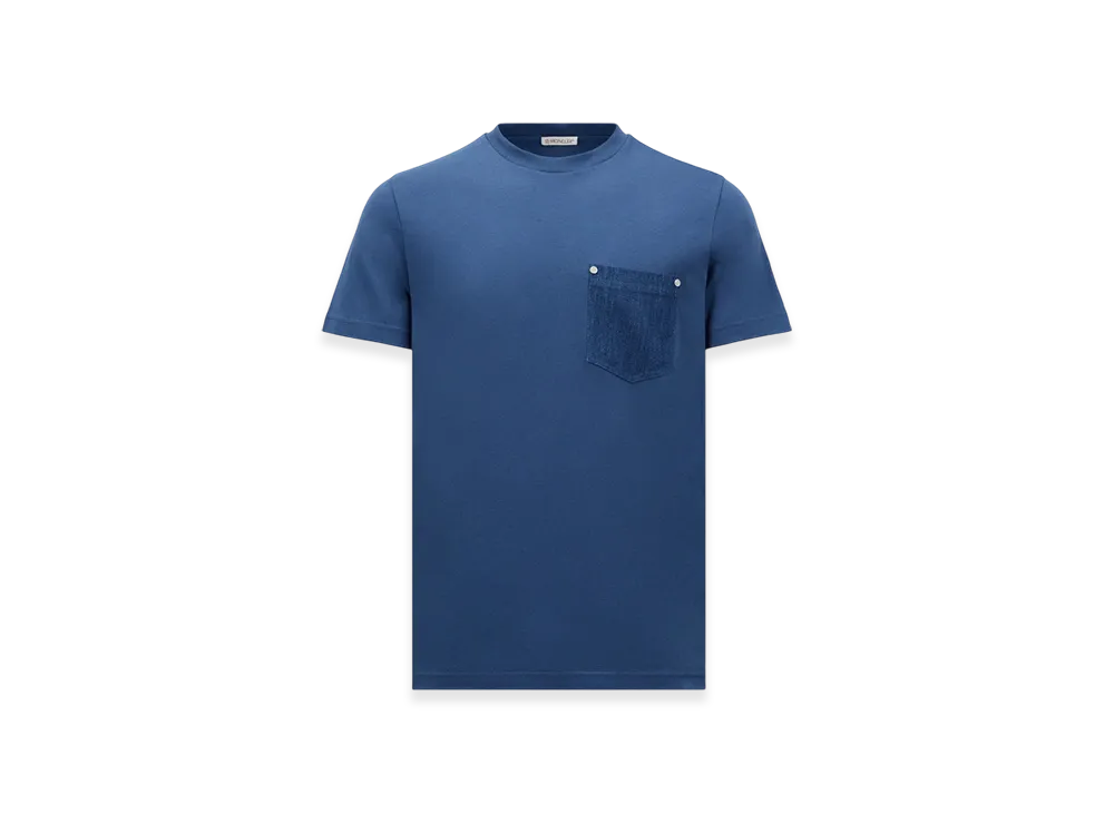 MONCLER Cotton & Denim T-Shirt with Pocket "Blue"
