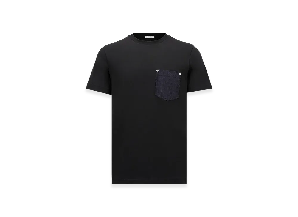 MONCLER Cotton & Denim T-Shirt with Pocket "Navy Blue"