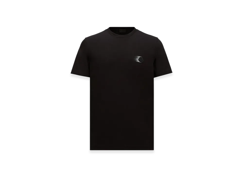 MONCLER Faded Logo Motif Cotton T-Shirt "Black"
