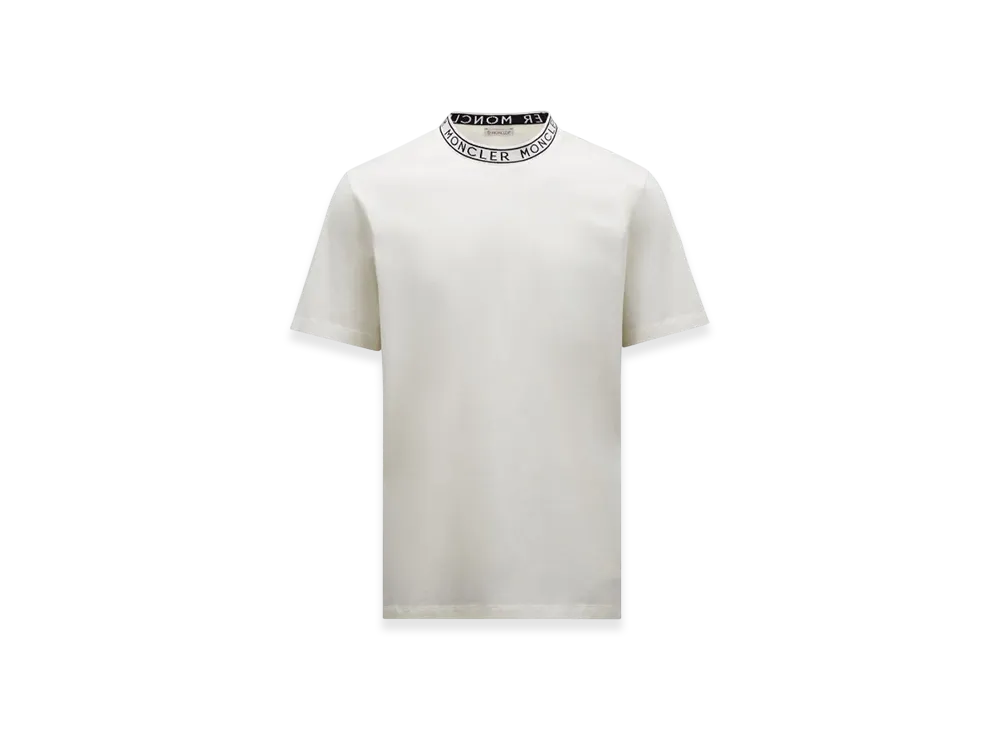 MONCLER Logo-Trimmed Cotton T-Shirt "Off White"