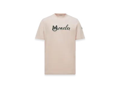 MONCLER Embroidered Varsity Logo Cotton T-shirt "Light Pink"