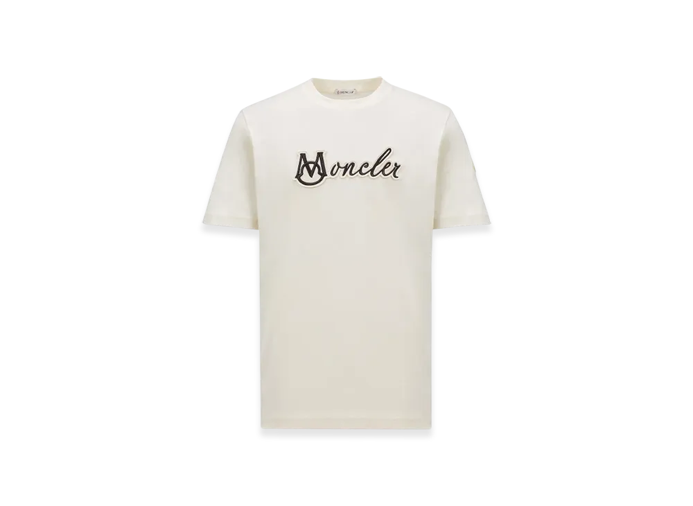 MONCLER Embroidered Varsity Logo Cotton T-shirt "White"