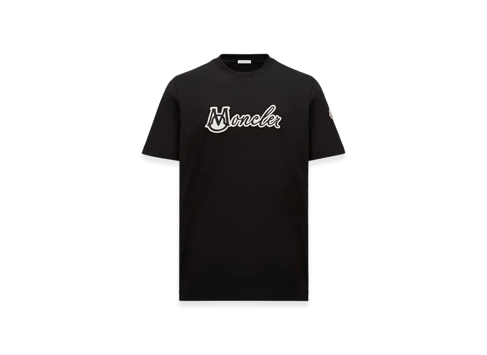MONCLER Embroidered Varsity Logo Cotton T-shirt "Black"