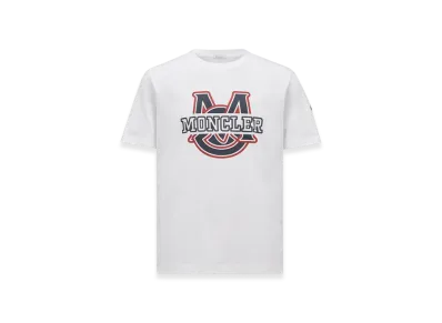 MONCLER Varsity Logo Motif Cotton T-shirt "White"