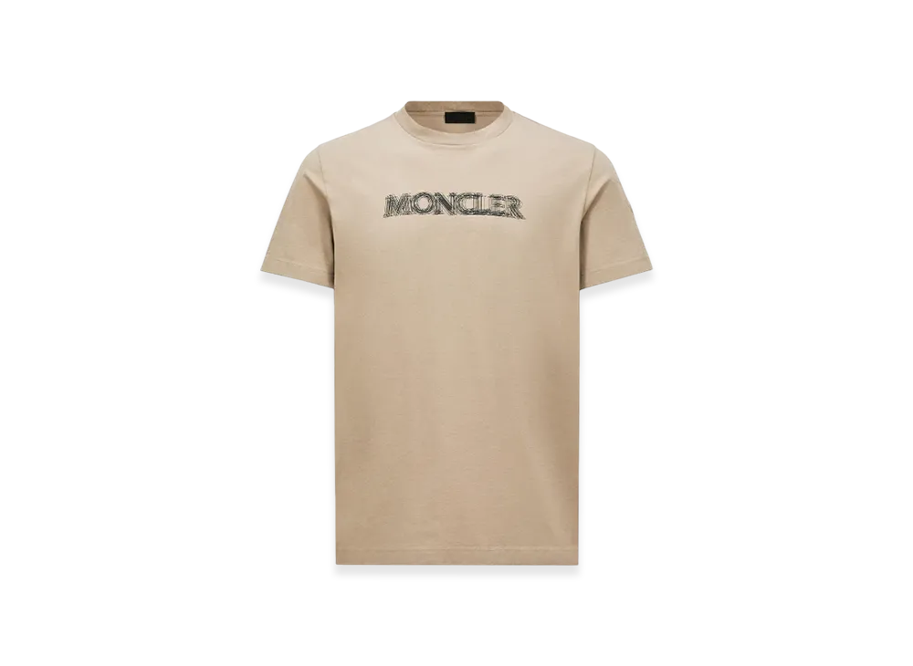 MONCLER Blurred Logo Cotton T-Shirt "Light Beige"