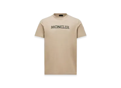 MONCLER Blurred Logo Cotton T-Shirt "Light Beige"