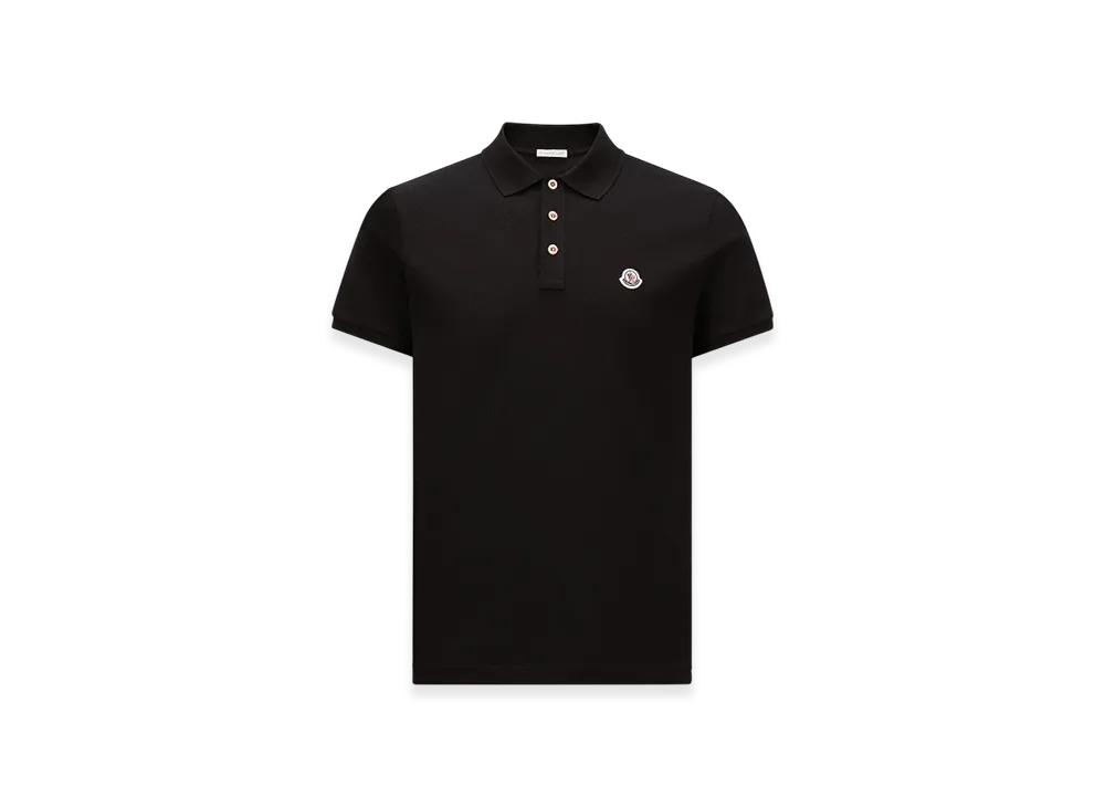 MONCLER Logo Patch Cotton Polo Shirt "Black"