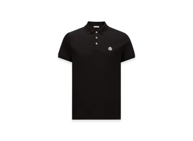 MONCLER Logo Patch Cotton Polo Shirt "Black"