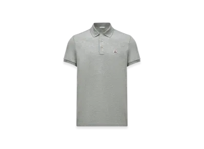 MONCLER Logo Patch Cotton Polo Shirt "Grey"