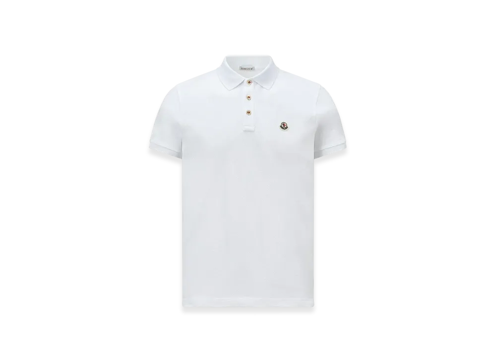 モンクレール ジーニアス ポロシャツ ロゴパッチ メンズ ホワイト コットン モンクレール ジーニアス ポロシャツ ロゴパッチ メンズ