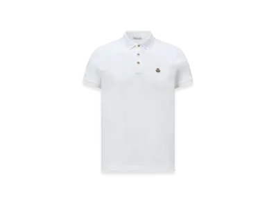 MONCLER Logo Patch Cotton Polo Shirt "White"