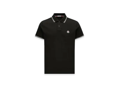 MONCLER Logo Patch Cotton Polo Shirt "Black"