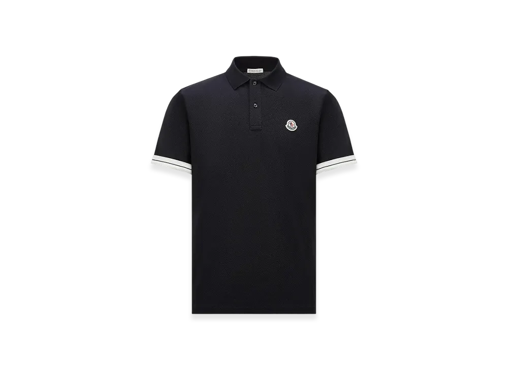 MONCLER Logo Cotton Piquet Polo Shirt "Dark Blue"