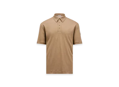 MONCLER Linen Polo Shirt "Beige"