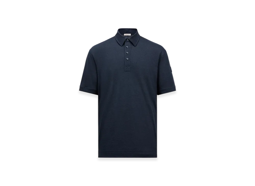 MONCLER Linen Polo Shirt "Dark Blue"