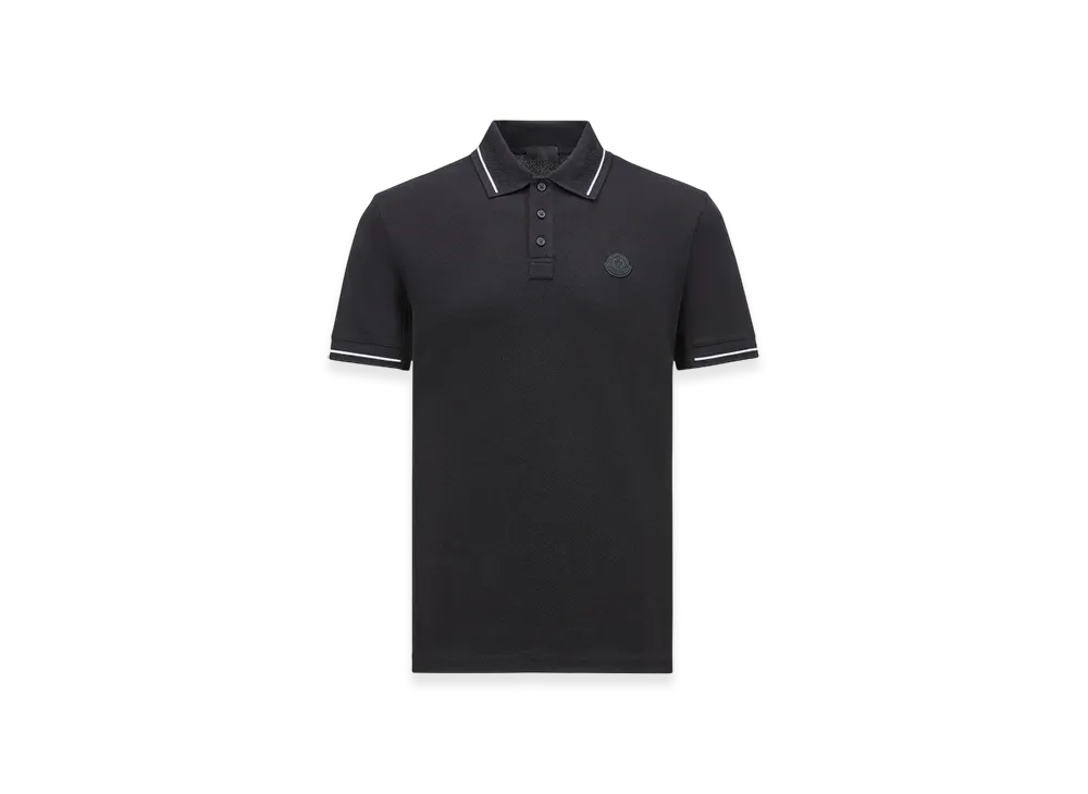 MONCLER Logo Patch Cotton Polo Shirt "Black"