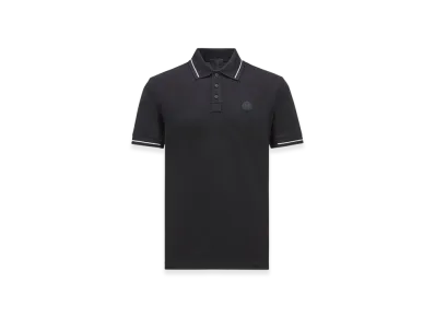 MONCLER Logo Patch Cotton Polo Shirt "Black"