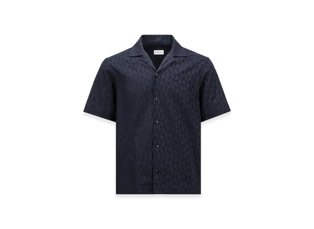 MONCLER Monogram Jacquard Cotton Shirt "Dark Blue"