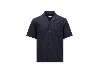 MONCLER Monogram Jacquard Cotton Shirt "Dark Blue"