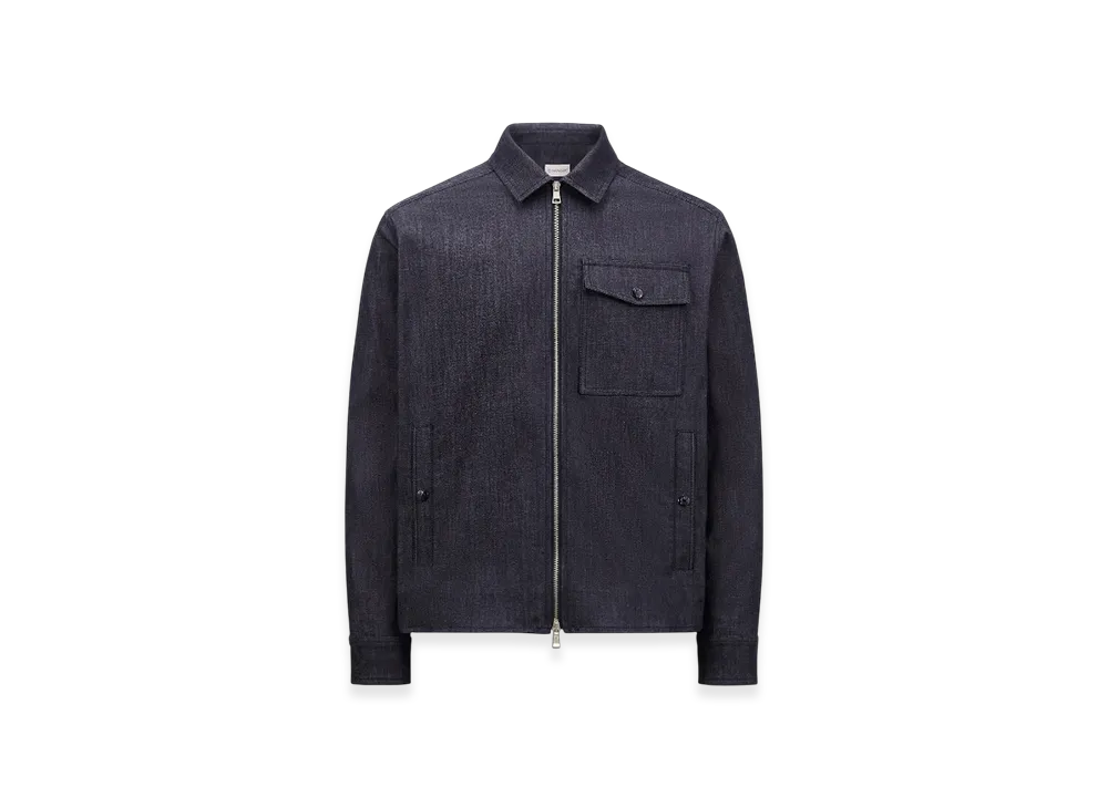 MONCLER Denim Long Sleeve Zip-Up Shirt "Denim"
