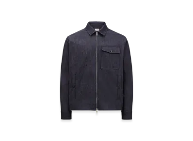MONCLER Denim Long Sleeve Zip-Up Shirt "Denim"