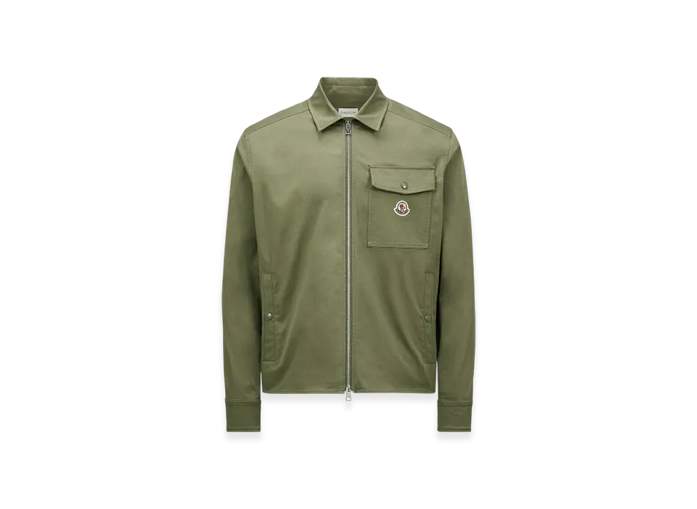 MONCLER Cotton Gabardine Zip-Up Shirt Jacket "Olive Green"