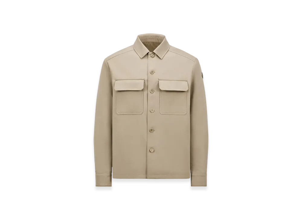 MONCLER Wool Gabardine Long Sleeve Shirt "Beige"
