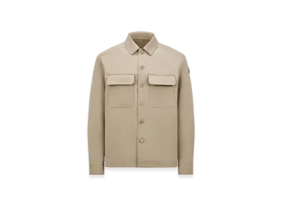 MONCLER Wool Gabardine Long Sleeve Shirt "Beige"