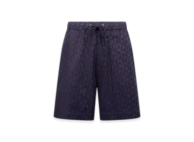 MONCLER Monogram Jacquard Cotton Shorts "Dark Blue"