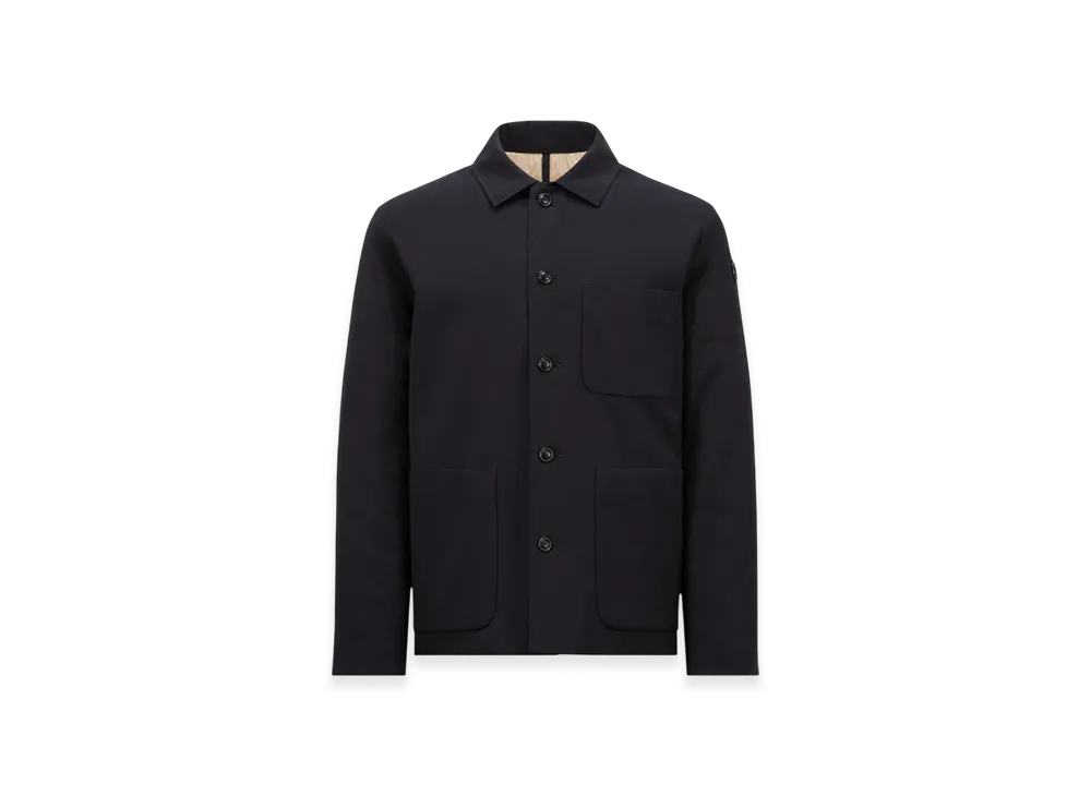 MONCLER Plumel Wool Gabardine Down Shirt Jacket "Navy Blue"