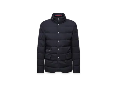MONCLER Bess Hooded Wool Short Down Jacket "Navy Blue"