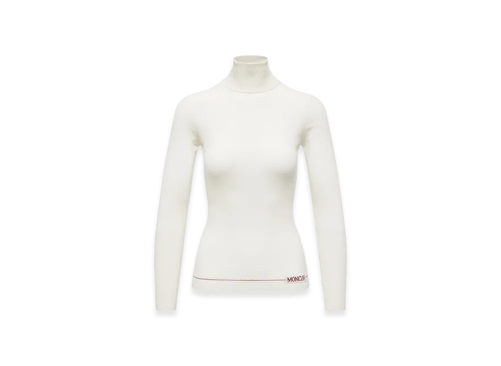 MONCLER Logo Wool Polo Neck Jumper "White"