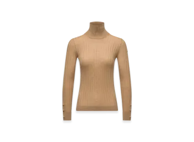 MONCLER Wool & Cashmere Polo Neck Jumper "Beige"
