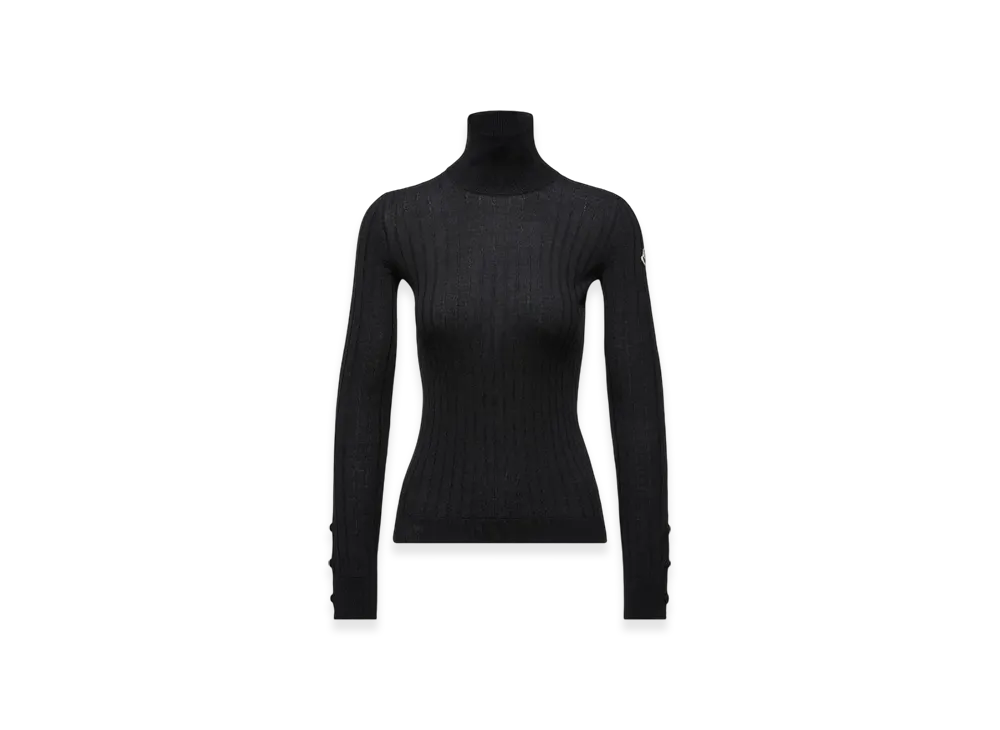 MONCLER Wool & Cashmere Polo Neck Jumper "Black"