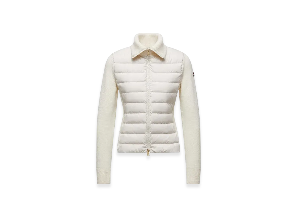 MONCLER Padded Wool Zip-Up Cardigan "White"