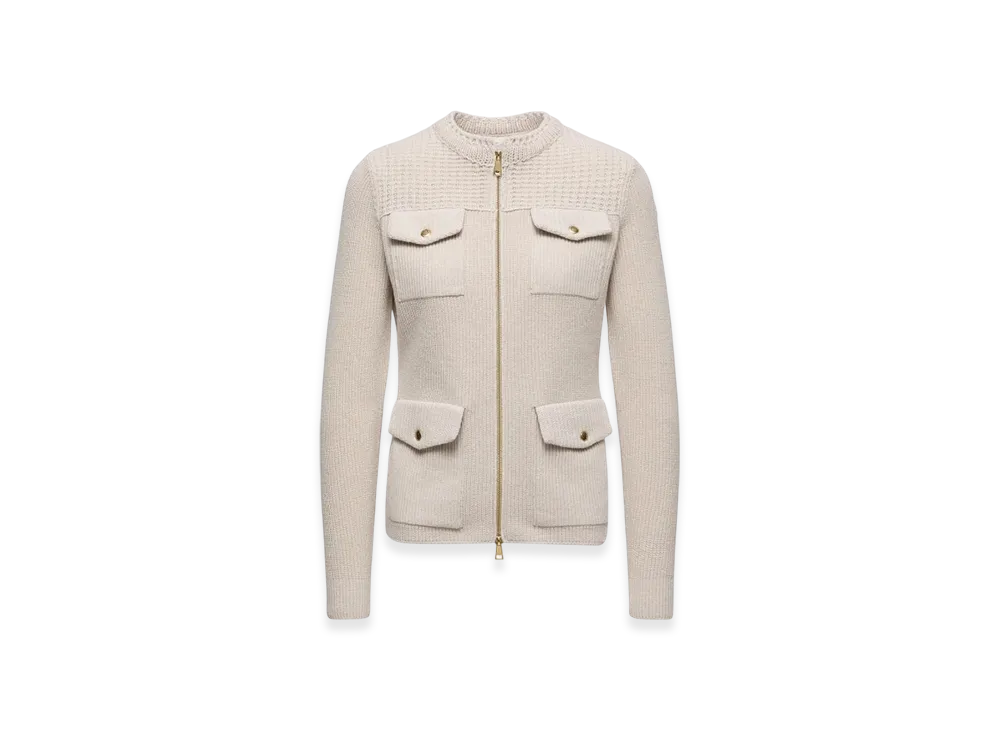 MONCLER Padded Wool Zip-Up Cardigan "White"